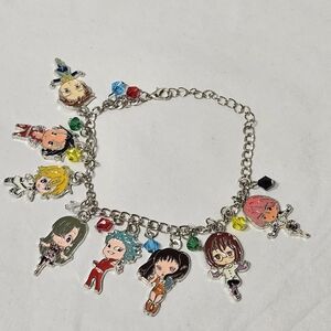 Silver-tone Metal Chain Link Anime Series  Charm Bracelet The 7 Deadly Sins